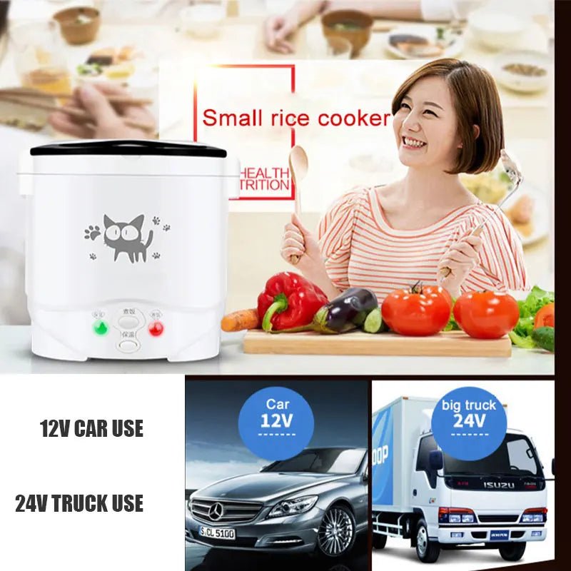 12V 24V Mini Rice Cooker Car Truck Soup Porridge Cooking Machine Food Steamer Heating Lunch Box Meal Heater Warmer 1L / 2L - Ode