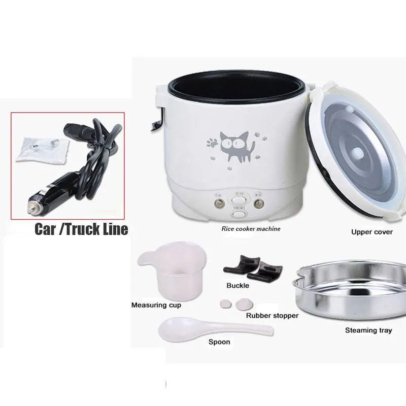 12V 24V Mini Rice Cooker Car Truck Soup Porridge Cooking Machine Food Steamer Heating Lunch Box Meal Heater Warmer 1L / 2L - Ode