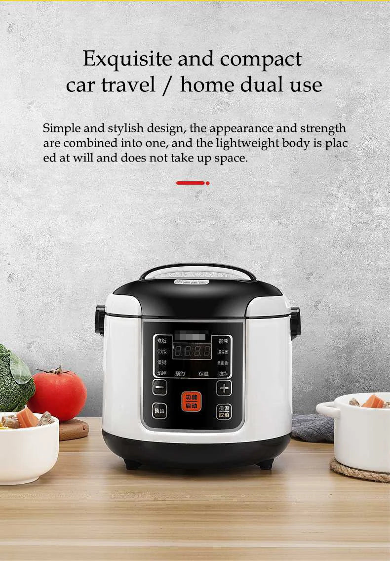 12V 24V Mini Rice Cooker Car Truck Soup Porridge Cooking Machine Food Steamer Heating Lunch Box Meal Heater Warmer 1L / 2L - Ode