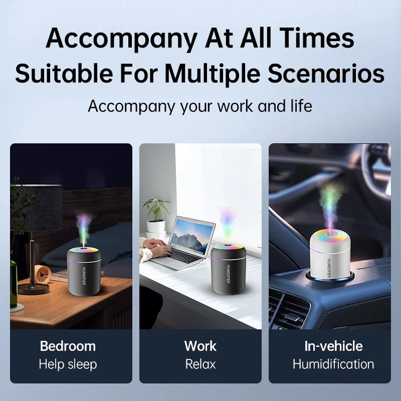 180ML Mini Air Humidifier USB Electric Aroma Diffuser Essential Oil Purifier Aromatherapy Mist Maker Lights For Car Home Bedroom - Ode
