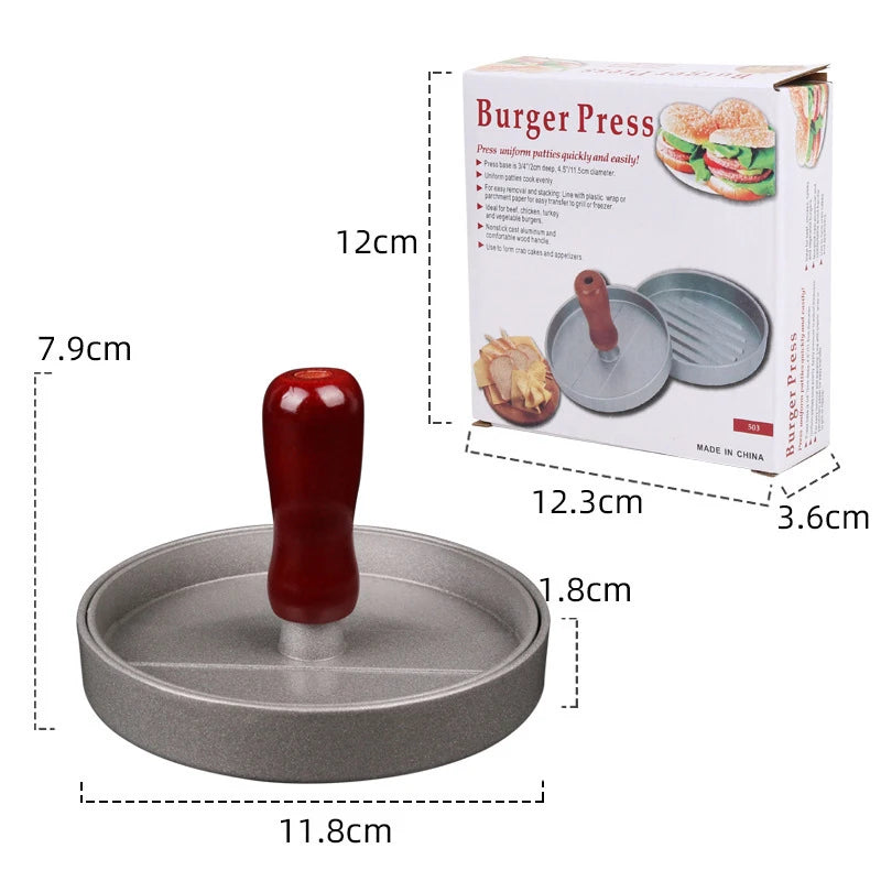 Burger Press Non-Stick Hamburger Patty Maker with Wax Paper Aluminum Burger Maker for Kitchen BBQ Grill