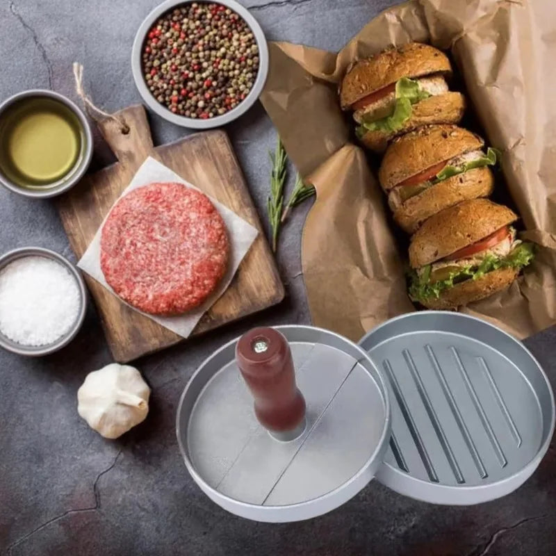 Burger Press Non-Stick Hamburger Patty Maker with Wax Paper Aluminum Burger Maker for Kitchen BBQ Grill