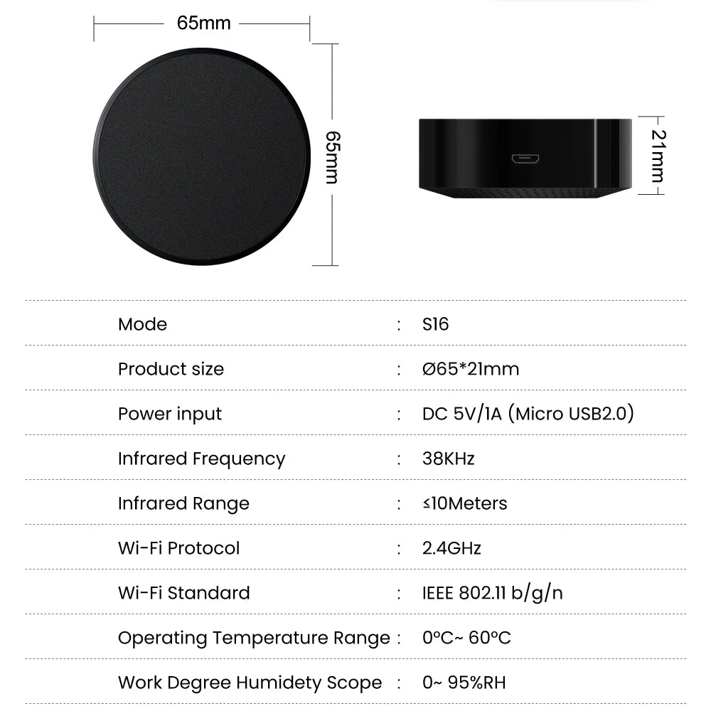 AVATTO Tuya WiFi IR Remote Control Smart Home Infrared Controller for Air Conditioner ALL TV LG TV Support Alexa Google Home