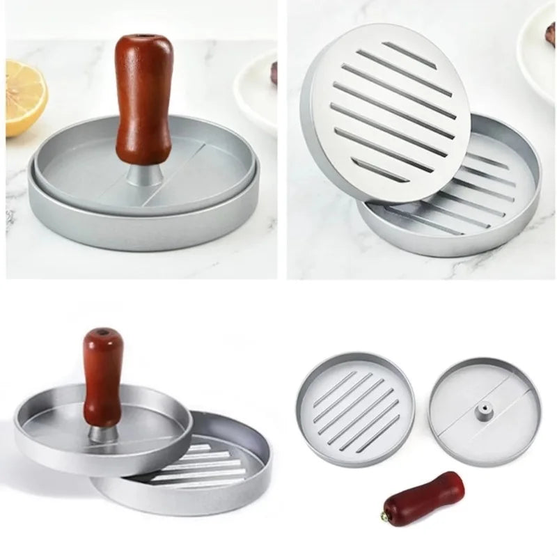 Burger Press Non-Stick Hamburger Patty Maker with Wax Paper Aluminum Burger Maker for Kitchen BBQ Grill