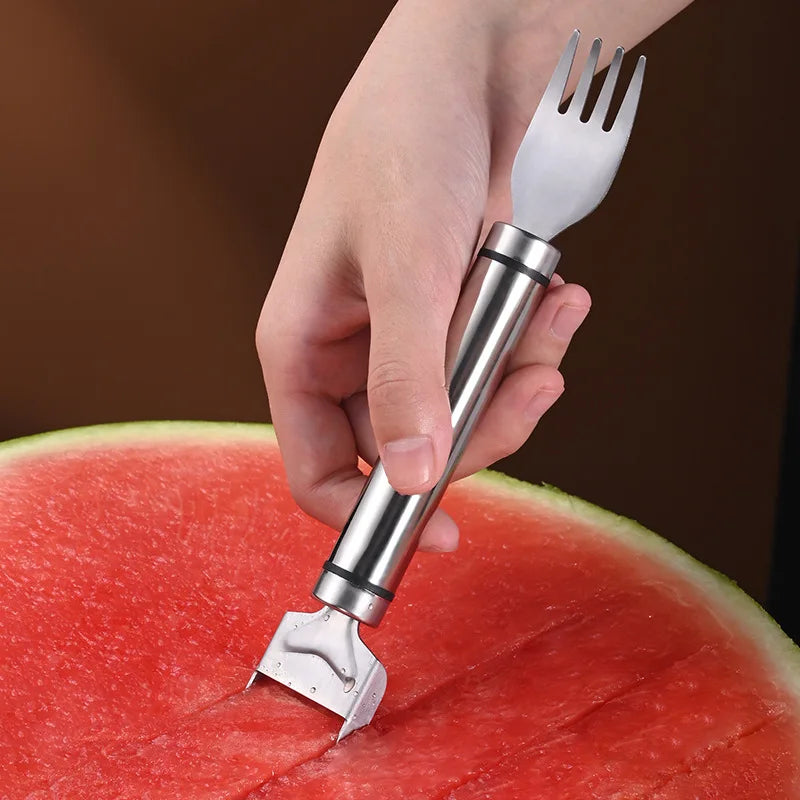 Stainless Steel Watermelon Cutting Tool Functional Watermelon Fork Slicer Slicing Tool for Melons Fruit Fork Kitchen Gadgets