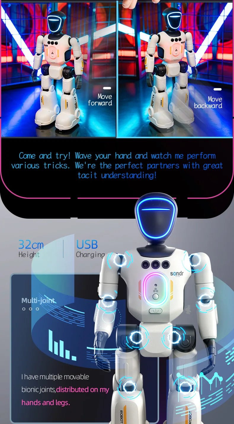 Remote Control Simulated Joint Intelligent Robot Recording Dance Programming Voice Children Smart Light Early Education Machine - Ode