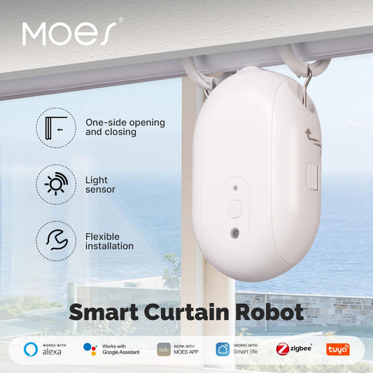 Tuya ZigBee Smart Electric Curtain Robot Timing Auto Opener Closer Light Sensor App Remote Control Support Alexa GoogleHome - Ode