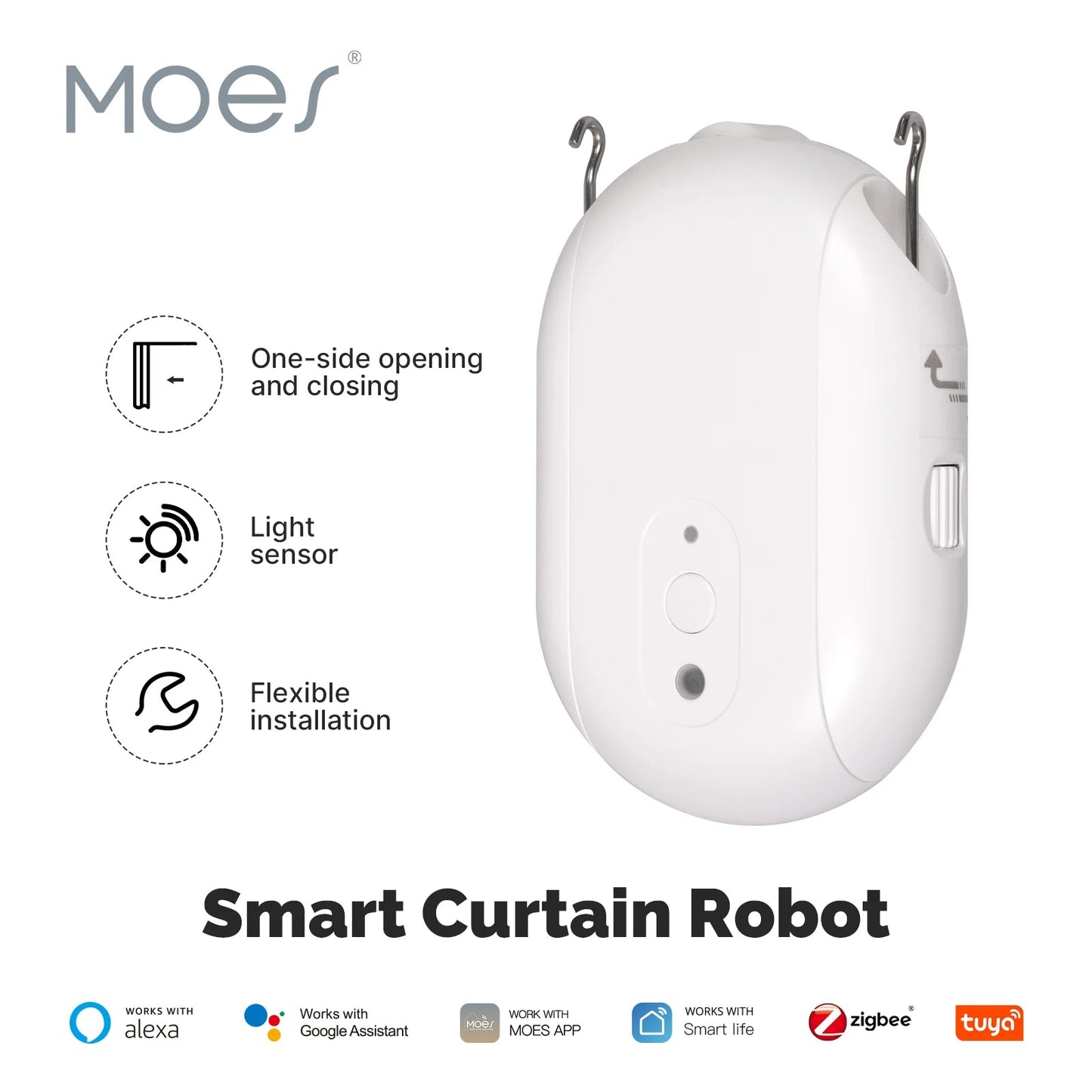 Tuya ZigBee Smart Electric Curtain Robot Timing Auto Opener Closer Light Sensor App Remote Control Support Alexa GoogleHome - Ode