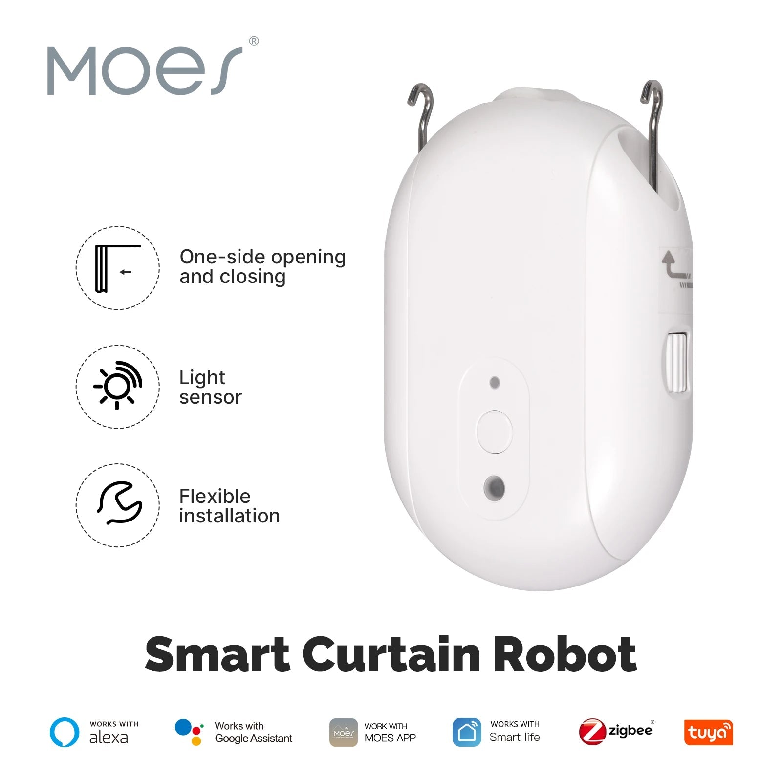 Tuya ZigBee Smart Electric Curtain Robot Timing Auto Opener Closer Light Sensor App Remote Control Support Alexa GoogleHome - Ode
